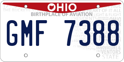 OH license plate GMF7388