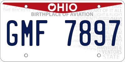 OH license plate GMF7897