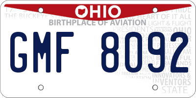 OH license plate GMF8092