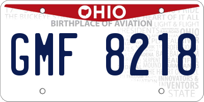 OH license plate GMF8218