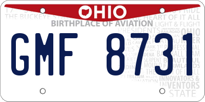 OH license plate GMF8731
