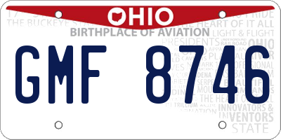 OH license plate GMF8746