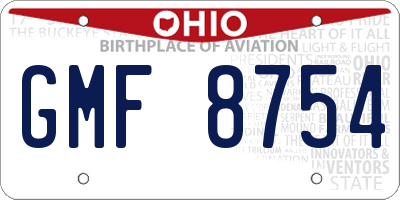 OH license plate GMF8754