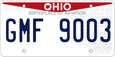 OH license plate GMF9003