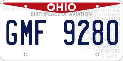 OH license plate GMF9280