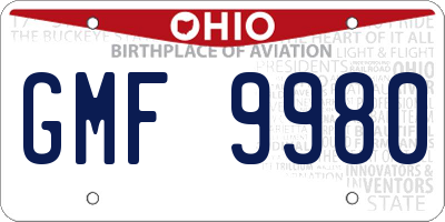 OH license plate GMF9980