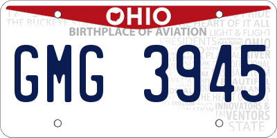 OH license plate GMG3945