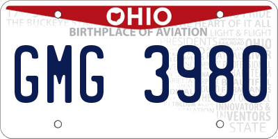 OH license plate GMG3980