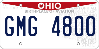 OH license plate GMG4800