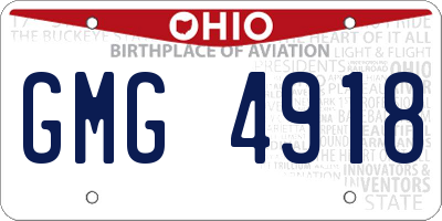 OH license plate GMG4918