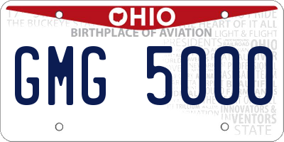 OH license plate GMG5000