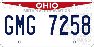 OH license plate GMG7258