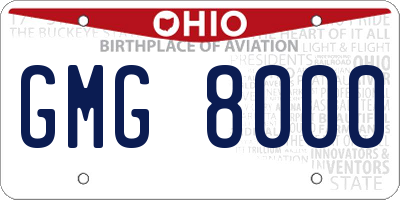 OH license plate GMG8000