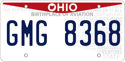 OH license plate GMG8368