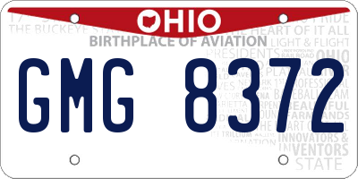 OH license plate GMG8372