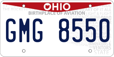 OH license plate GMG8550