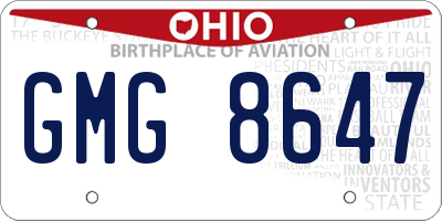 OH license plate GMG8647