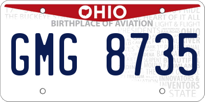 OH license plate GMG8735
