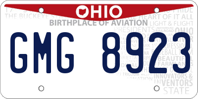 OH license plate GMG8923