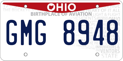 OH license plate GMG8948