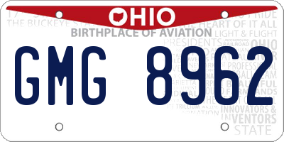 OH license plate GMG8962