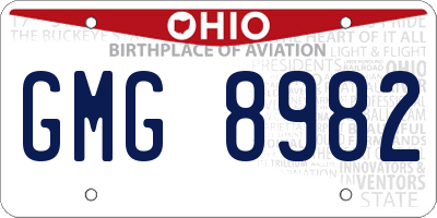 OH license plate GMG8982