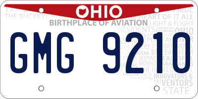 OH license plate GMG9210