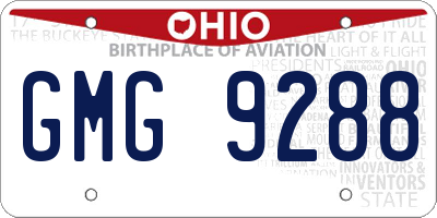 OH license plate GMG9288