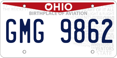 OH license plate GMG9862