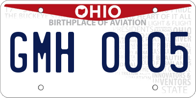 OH license plate GMH0005
