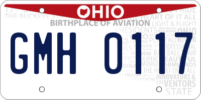 OH license plate GMH0117