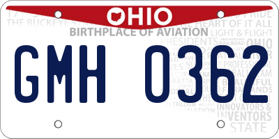 OH license plate GMH0362