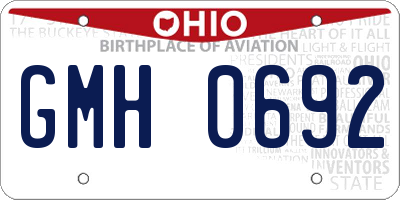 OH license plate GMH0692