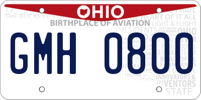 OH license plate GMH0800