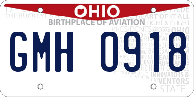 OH license plate GMH0918