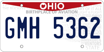 OH license plate GMH5362