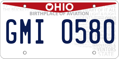 OH license plate GMI0580
