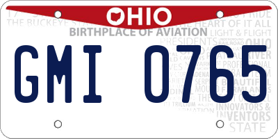OH license plate GMI0765