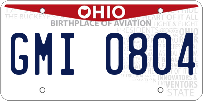 OH license plate GMI0804