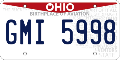 OH license plate GMI5998