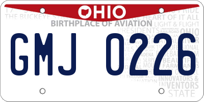 OH license plate GMJ0226