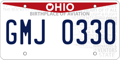 OH license plate GMJ0330
