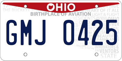 OH license plate GMJ0425