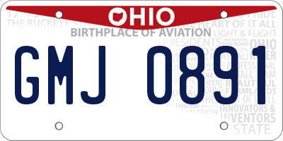 OH license plate GMJ0891