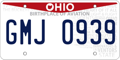 OH license plate GMJ0939