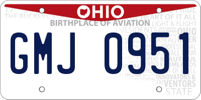 OH license plate GMJ0951