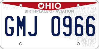 OH license plate GMJ0966