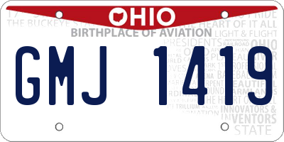 OH license plate GMJ1419