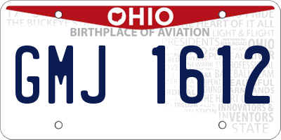 OH license plate GMJ1612