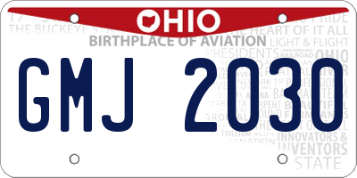 OH license plate GMJ2030